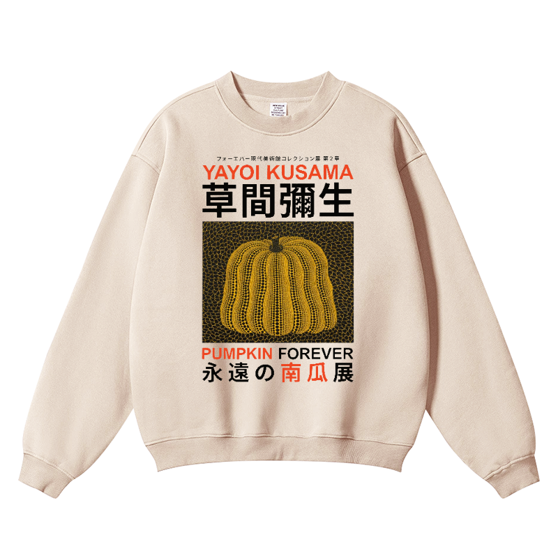 Yayoi Kusama Pumpkin Vintage Cotton Blend Crewneck Sweatshirt