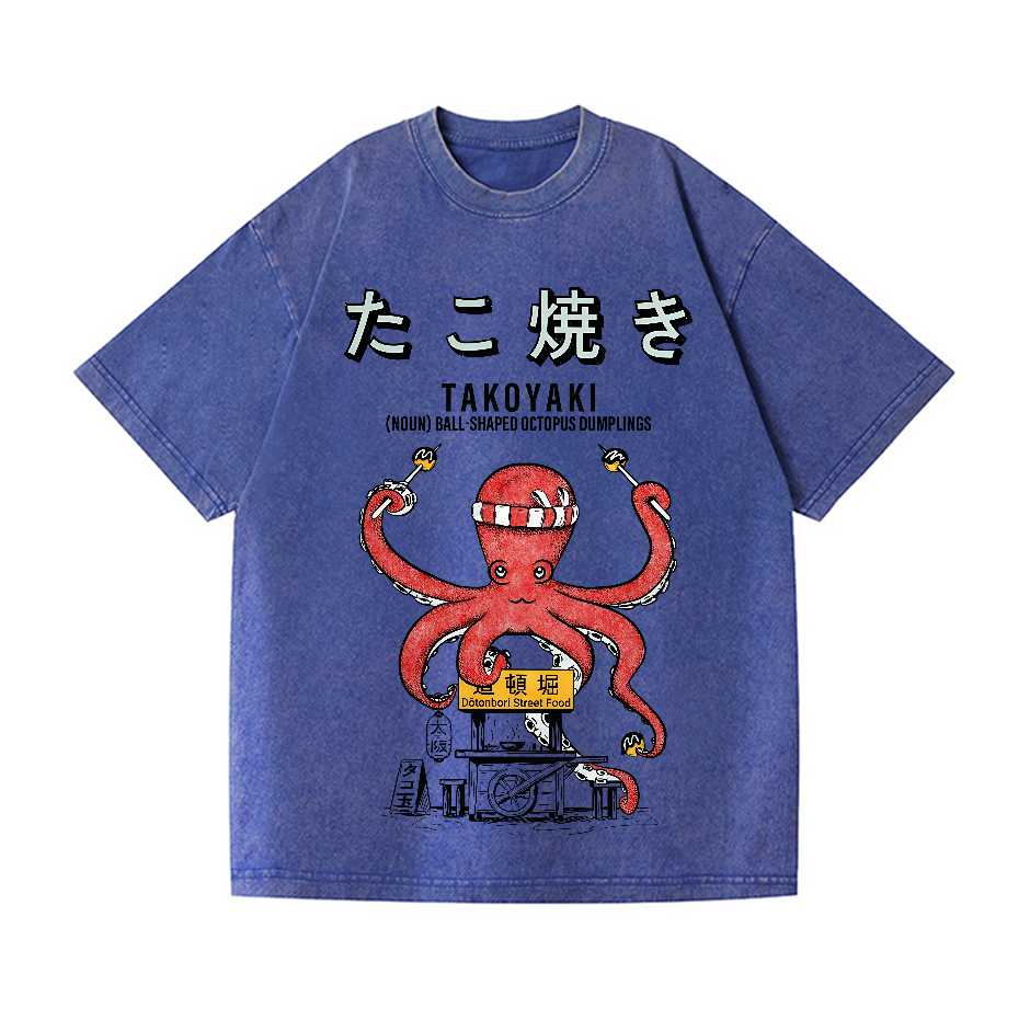 Takoyaki Octopus Vintage Wash Japanese Design T-Shirt
