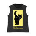 Cute Little Kitten Black Cat Pure Cotton Wash-Dyed Sleeveless Tank Top