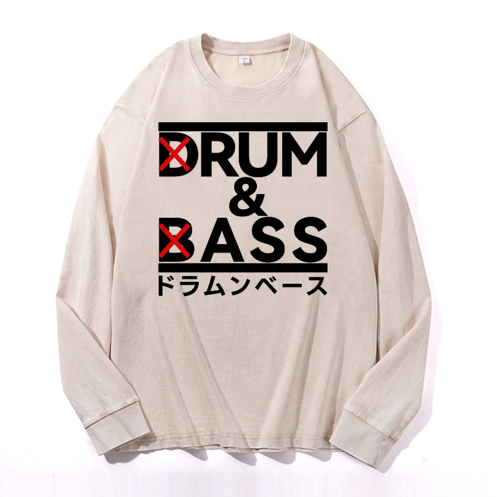 Drum and Bass Vintage Cotton Wash Long-sleeve T-shirt