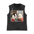 Women Yelling Cat Pure Cotton Wash-Dyed Sleeveless Tank Top