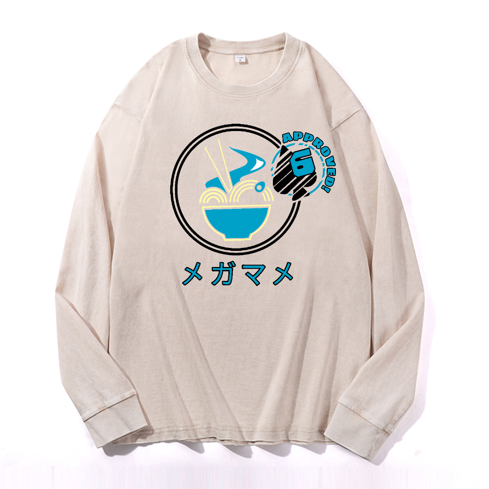 Ramen Vintage Cotton Wash Crewneck Long-Sleeve T-Shirt