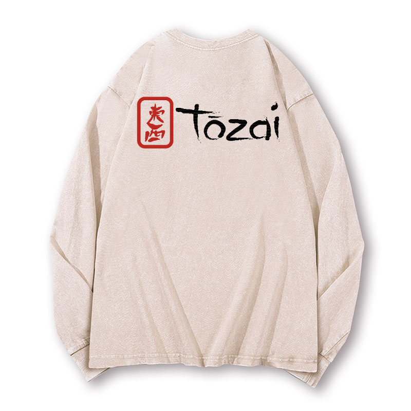 Tozai Sake Vintage Washed Cotton Back Art Long-sleeve T-shirt