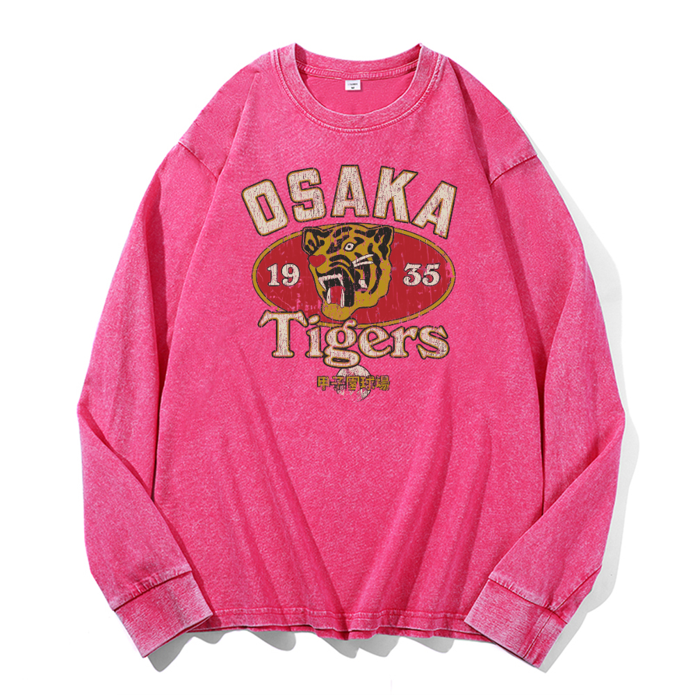 Osaka Tigers Vintage Cotton Wash Crewneck Long-Sleeve T-Shirt