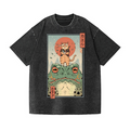 Ninja Cat and Frog Vintage Wash Japanese Design T-Shirt