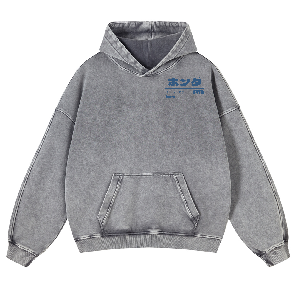Honda Car  C50 Super Cub Vintage Washed Cotton Back Art Hoodie