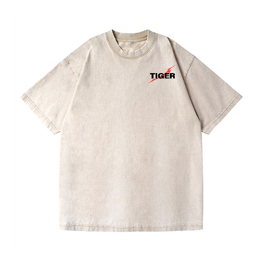Tiger Samurai Vintage Wash Japanese Design Back Art T-Shirt