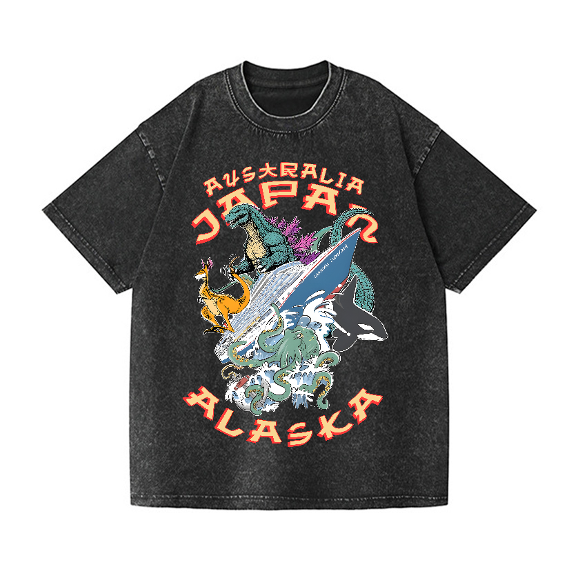 Japan Alaska Kaiju Vintage Wash Japanese Design T-Shirt