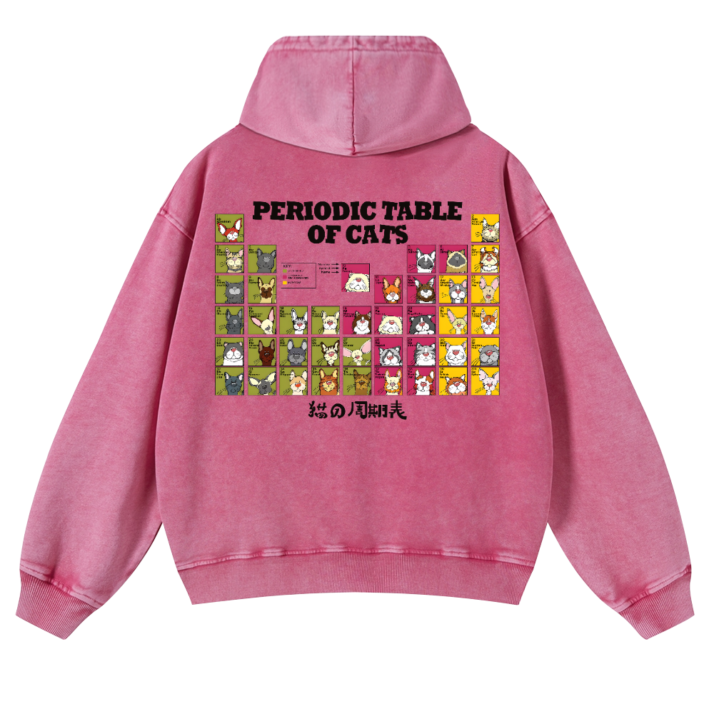 Periodic Table of Cats Vintage Washed Cotton Back Art Hoodie
