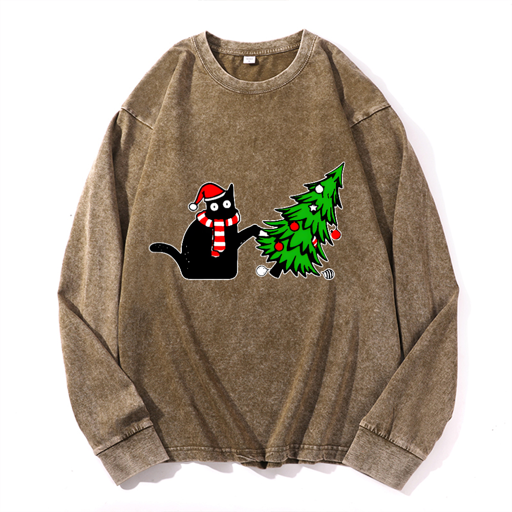 Vintage Cotton Wash Crewneck Long-Sleeve T-Shirt