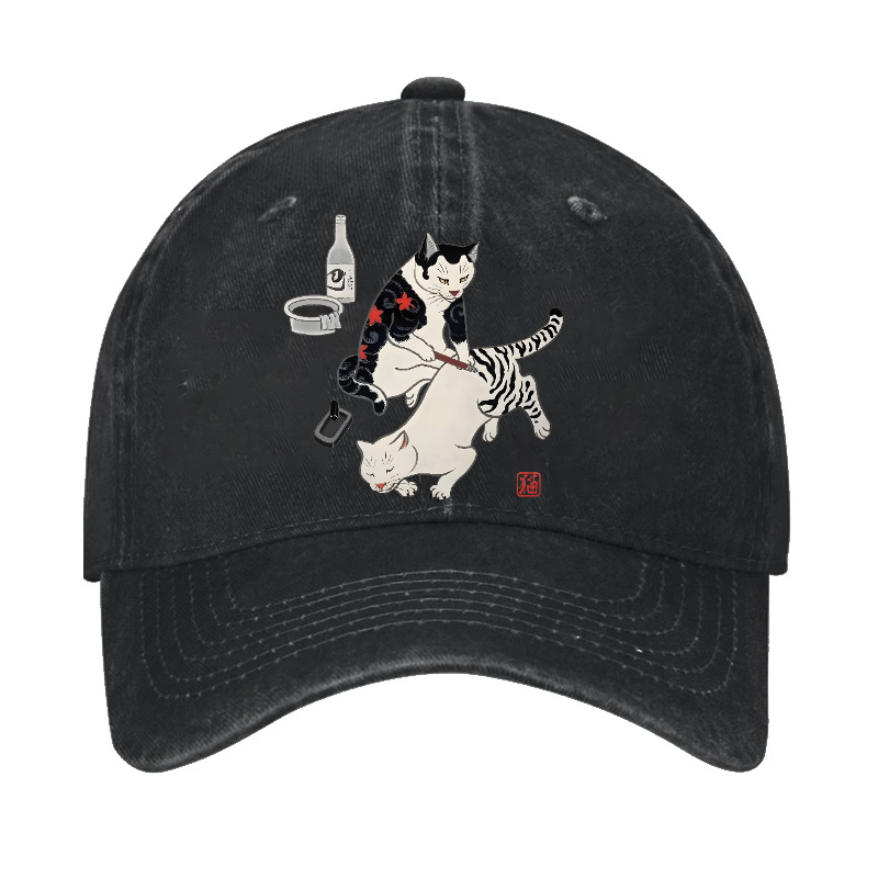 Cat Tattoo Vintage Cotton Cap