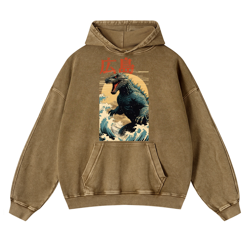 Hiroshima Kaiju Vintage Washed Thick Cotton Hoodie