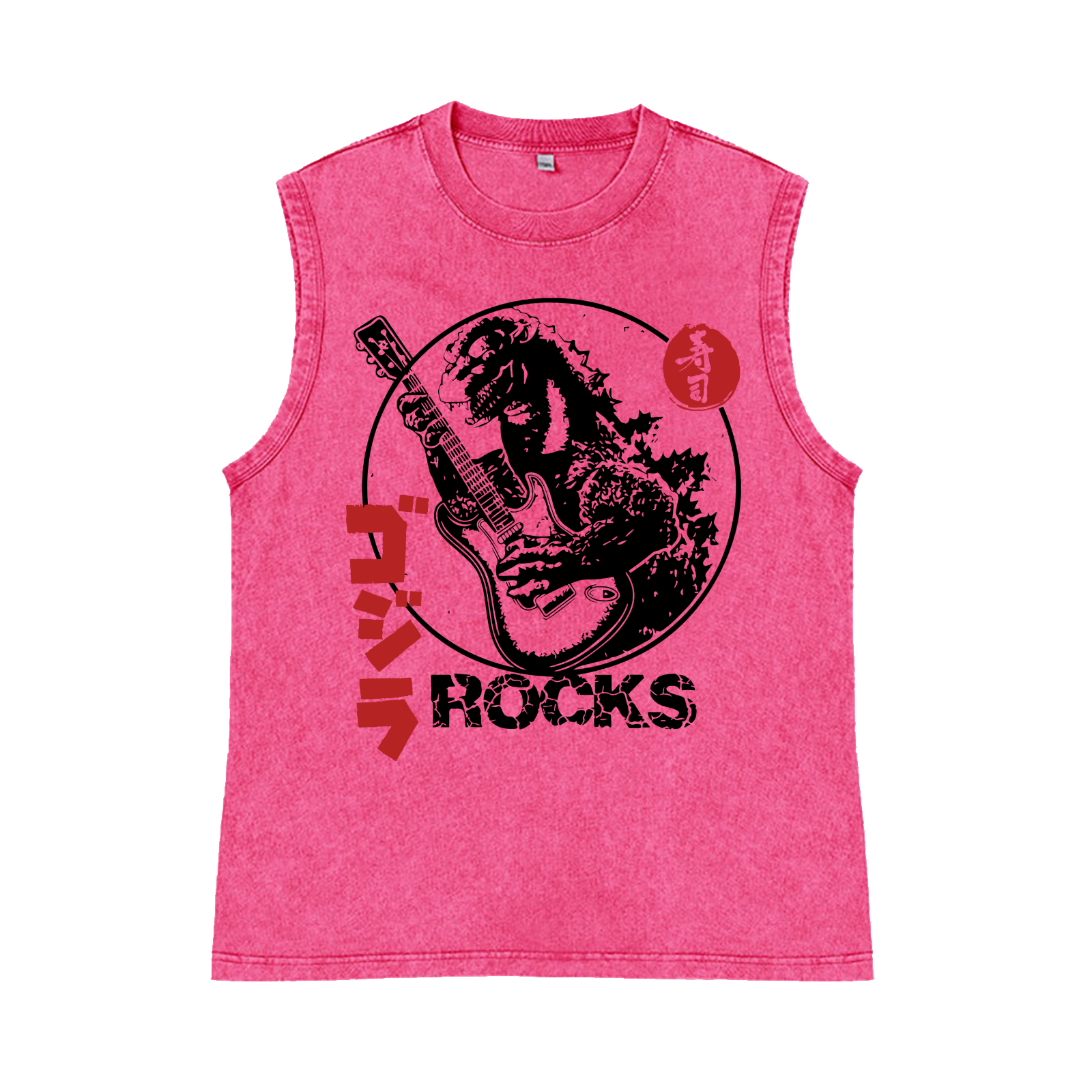 Rock Kaiju Pure Cotton Wash-Dyed Sleeveless Tank Top