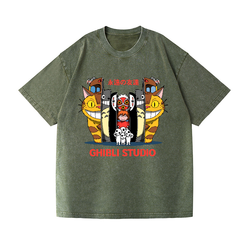 Ghibli Totoro No Face Kaonashi Anime Vintage Wash Japanese Design T-Shirt