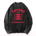 Sapporo Vintage Cotton Wash Crewneck Long-Sleeve T-Shirt