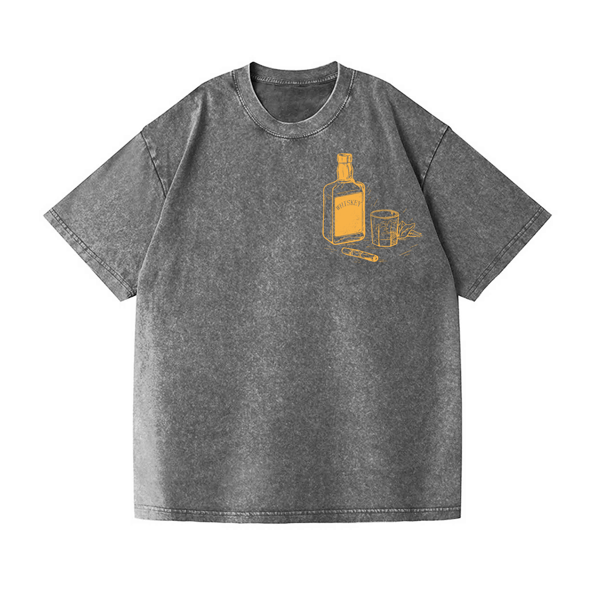Wiskey Vintage Wash Japanese Design Back Art T-Shirt