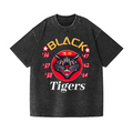 Black Cat Vintage Wash Japanese Design T-Shirt