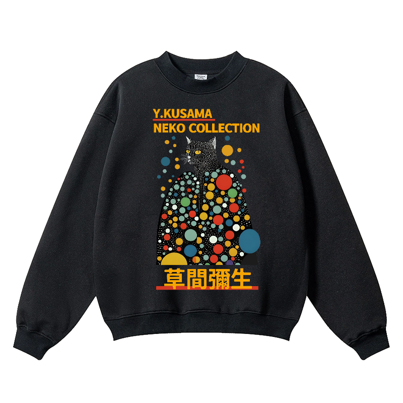 Yayoi Kusama Cat Vintage Cotton Blend Crewneck Sweatshirt