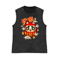 Cat Pure Cotton Wash-Dyed Sleeveless Tank Top
