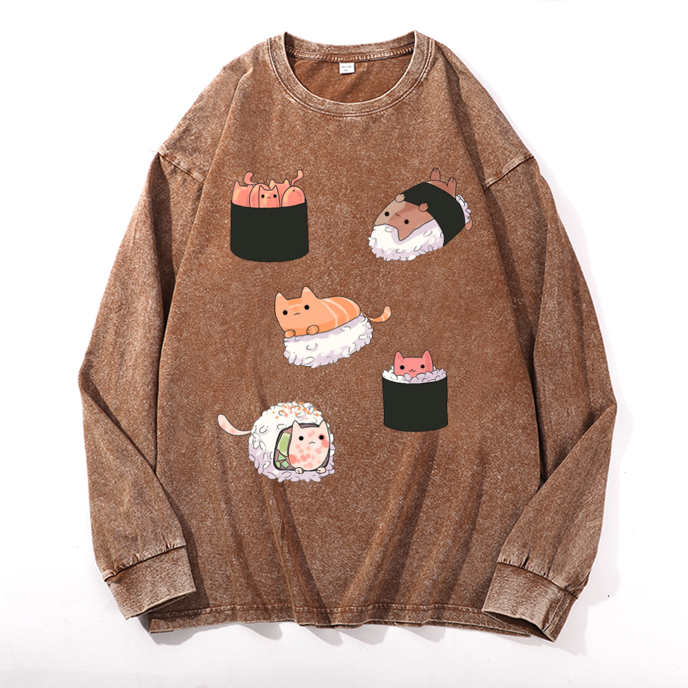 Vintage Cotton Wash Crewneck Long-Sleeve T-Shirt