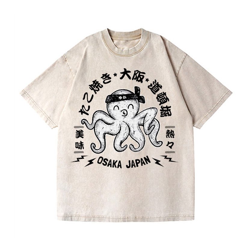 Octopus Takoyaki Osaka Japan Vintage Wash Japanese Design T-Shirt