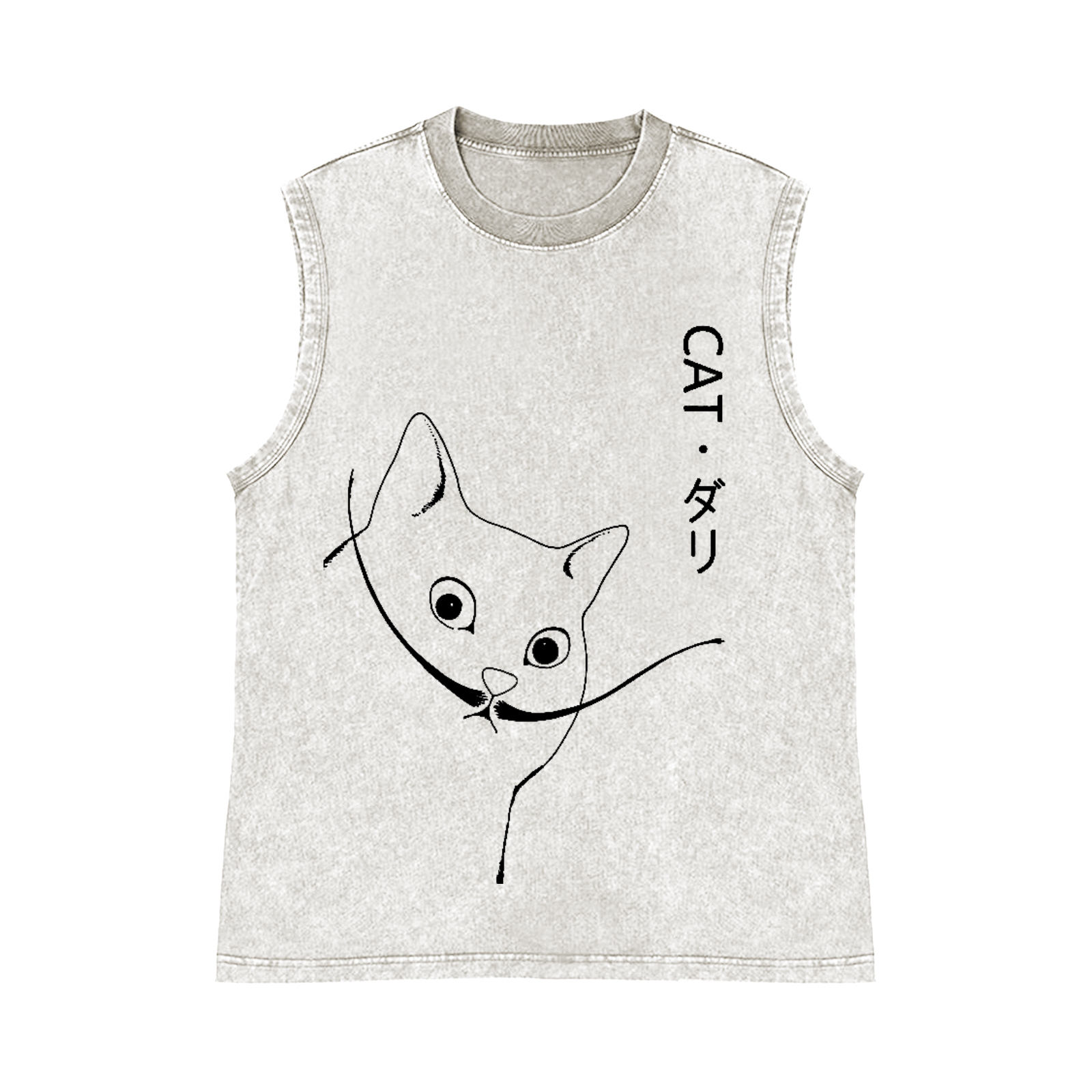 Warrior Cat Pure Cotton Wash-Dyed Sleeveless Tank Top