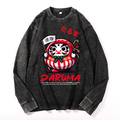 Daruma Vintage Cotton Wash Crewneck Long-Sleeve T-Shirt