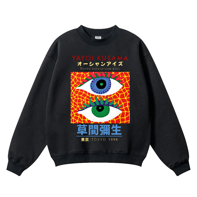 Yayoi Kusama Eyes Vintage Cotton Blend Crewneck Sweatshirt