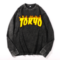 Tokyo Vintage Cotton Wash Crewneck Long-Sleeve T-Shirt