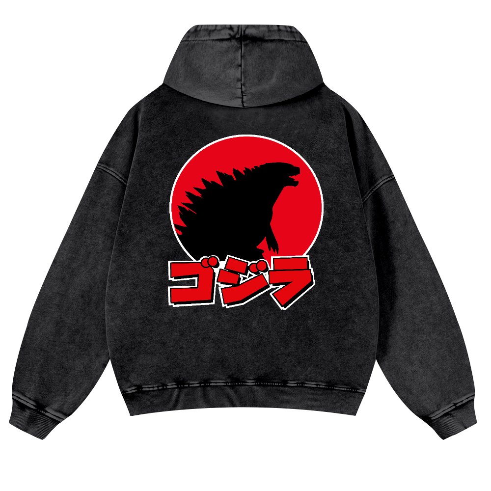 Kaiju Vintage Washed Cotton Back Art Hoodie