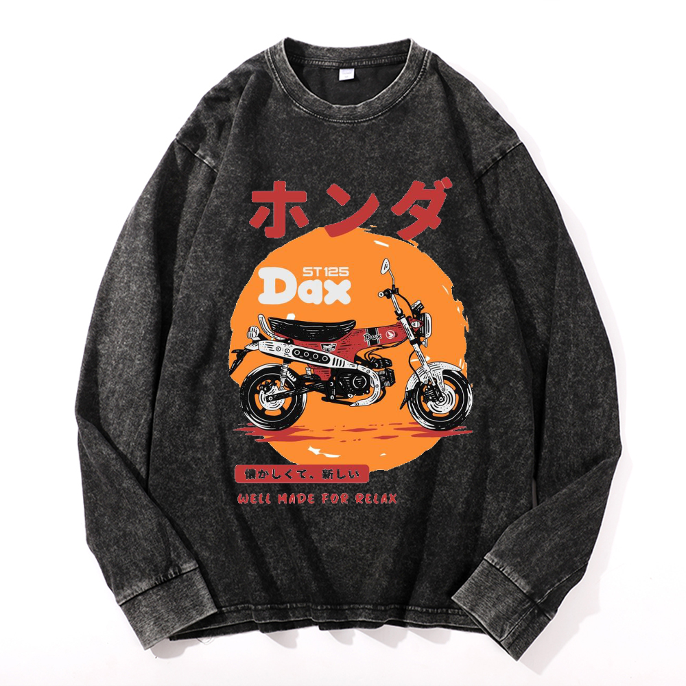 Vintage Cotton Wash Crewneck Long-Sleeve T-Shirt