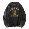 Osaka Tigers Vintage Cotton Wash Crewneck Long-Sleeve T-Shirt
