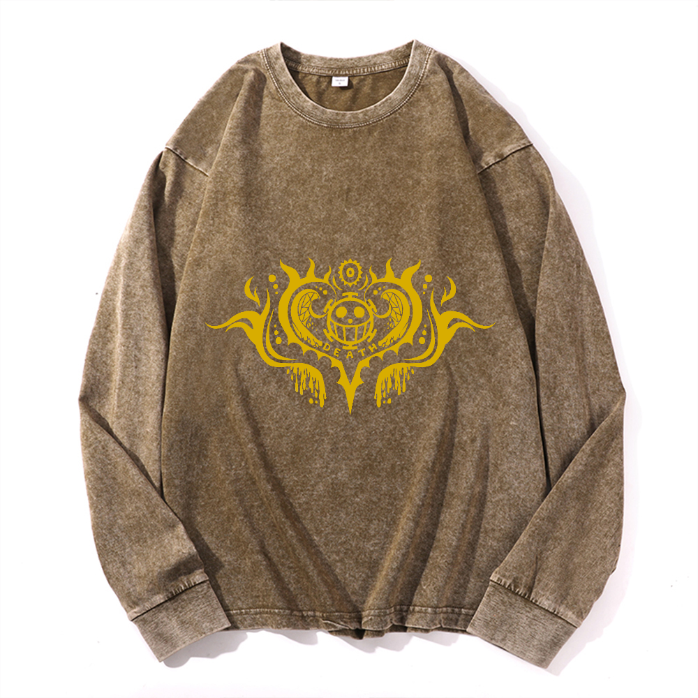 Vintage Cotton Wash Crewneck Long-Sleeve T-Shirt