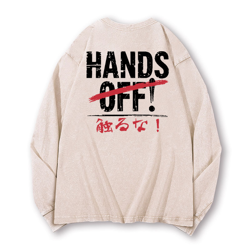 Hands Off Vintage Washed Cotton Back Art Long-sleeve T-shirt