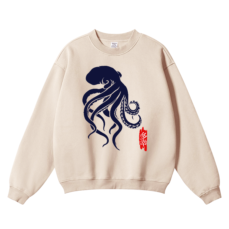 Octopus Vintage Cotton Blend Crewneck Sweatshirt