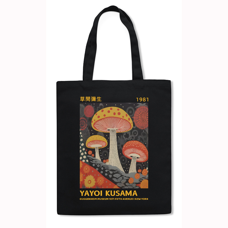 Yayoi Kusama Mushroom Japanese Style Canvas Tote Bag
