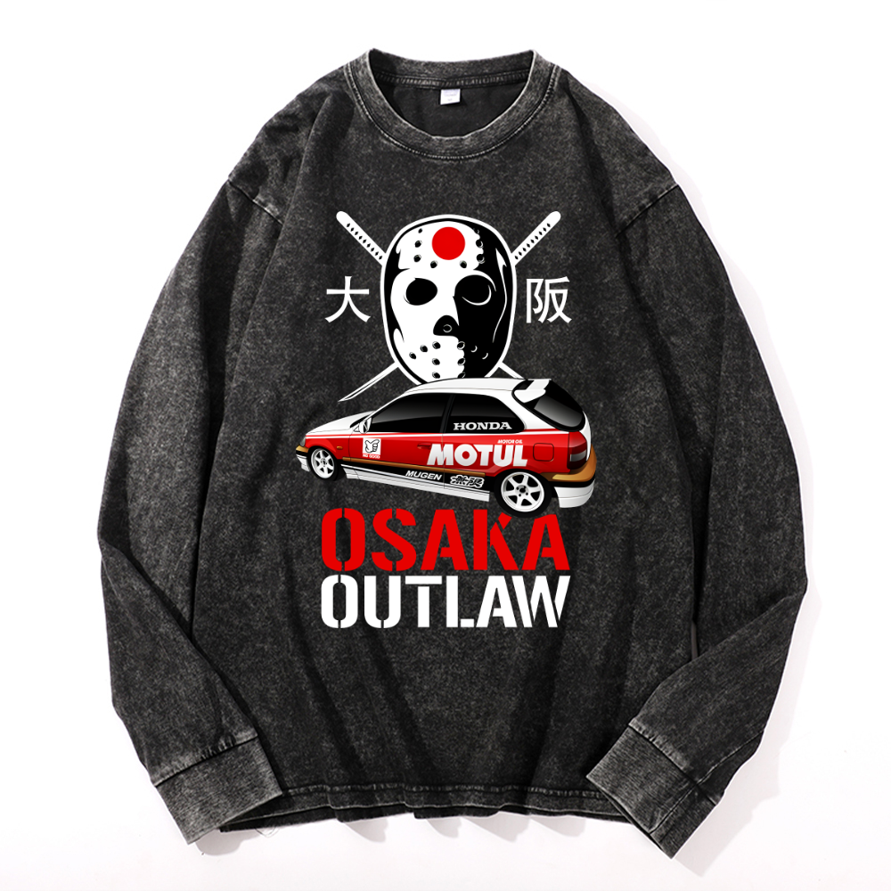 Osaka Outlaw Vintage Cotton Wash Crewneck Long-Sleeve T-Shirt