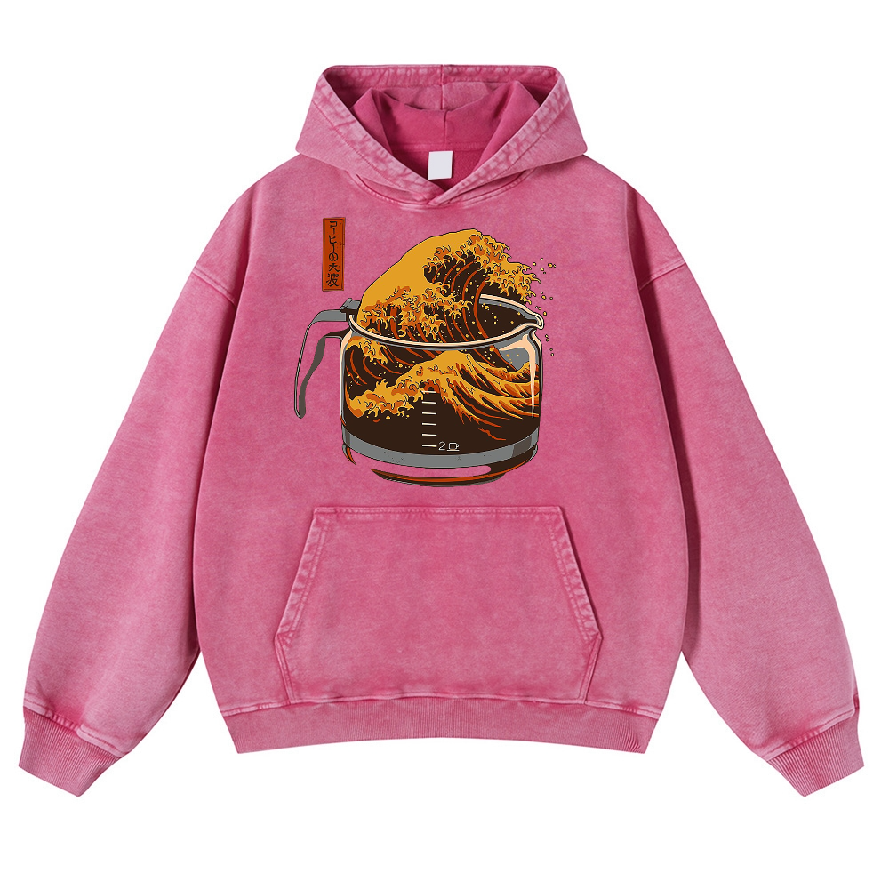 The Great Wave off Kanagawa Vintage Washed Thick Cotton Hoodie