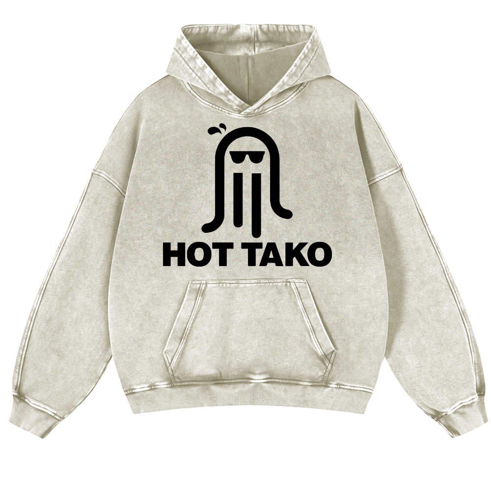 Hot Tako Octopus Vintage Washed Thick Cotton Hoodie