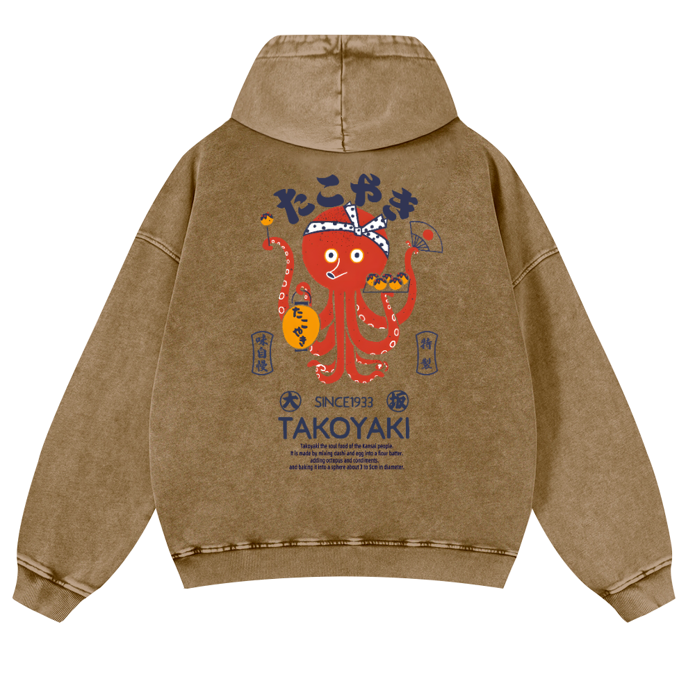 Takoyaki Octopus Vintage Washed Cotton Back Art Hoodie