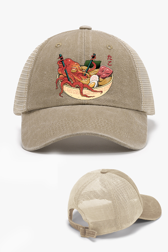 Ramen Octopus Vintage Cotton Breathable Hat