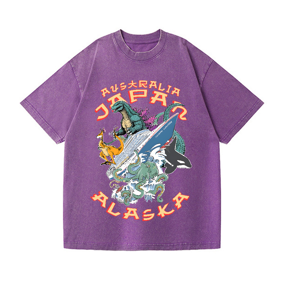 Japan Alaska Kaiju Vintage Wash Japanese Design T-Shirt