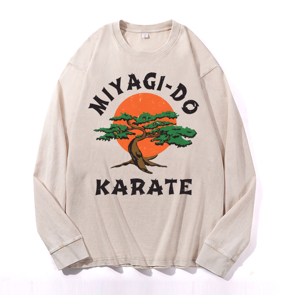 Miyagi-do Karate Vintage Cotton Wash Crewneck Long-Sleeve T-Shirt