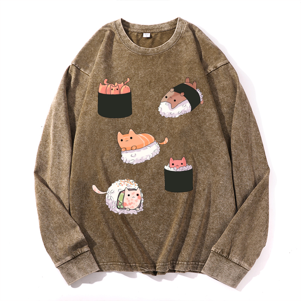 Vintage Cotton Wash Crewneck Long-Sleeve T-Shirt