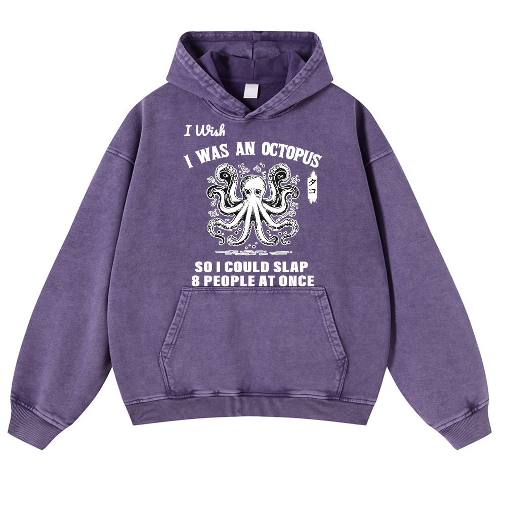 Octopus Vintage Washed Thick Cotton Hoodie