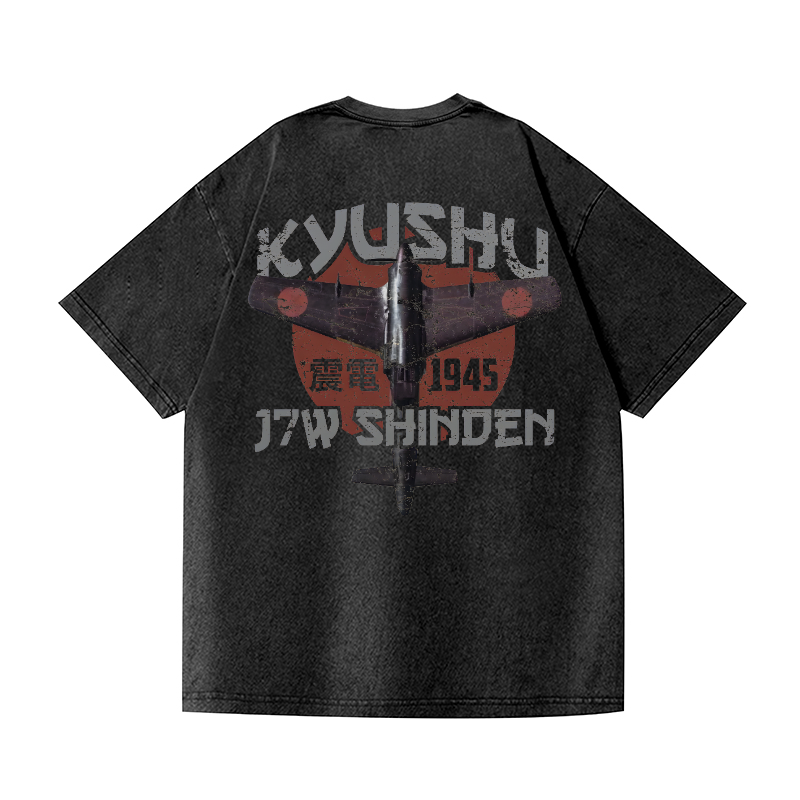 Kyushu J7W Shinden Fighter Vintage Wash Japanese Design Back Art T-Shirt