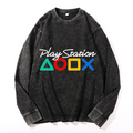 Vintage Cotton Wash Crewneck Long-Sleeve T-Shirt