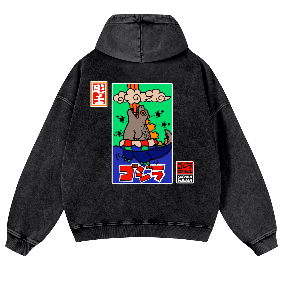 Kaiju Vintage Washed Cotton Back Art Hoodie