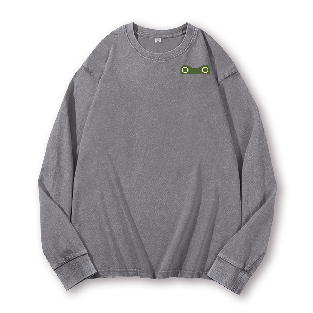 Frog Vintage Washed Cotton Back Art Long-sleeve T-shirt