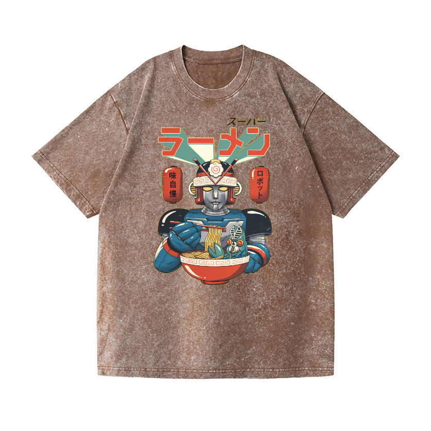 Ramen Robot Vintage Wash Japanese Design T-Shirt